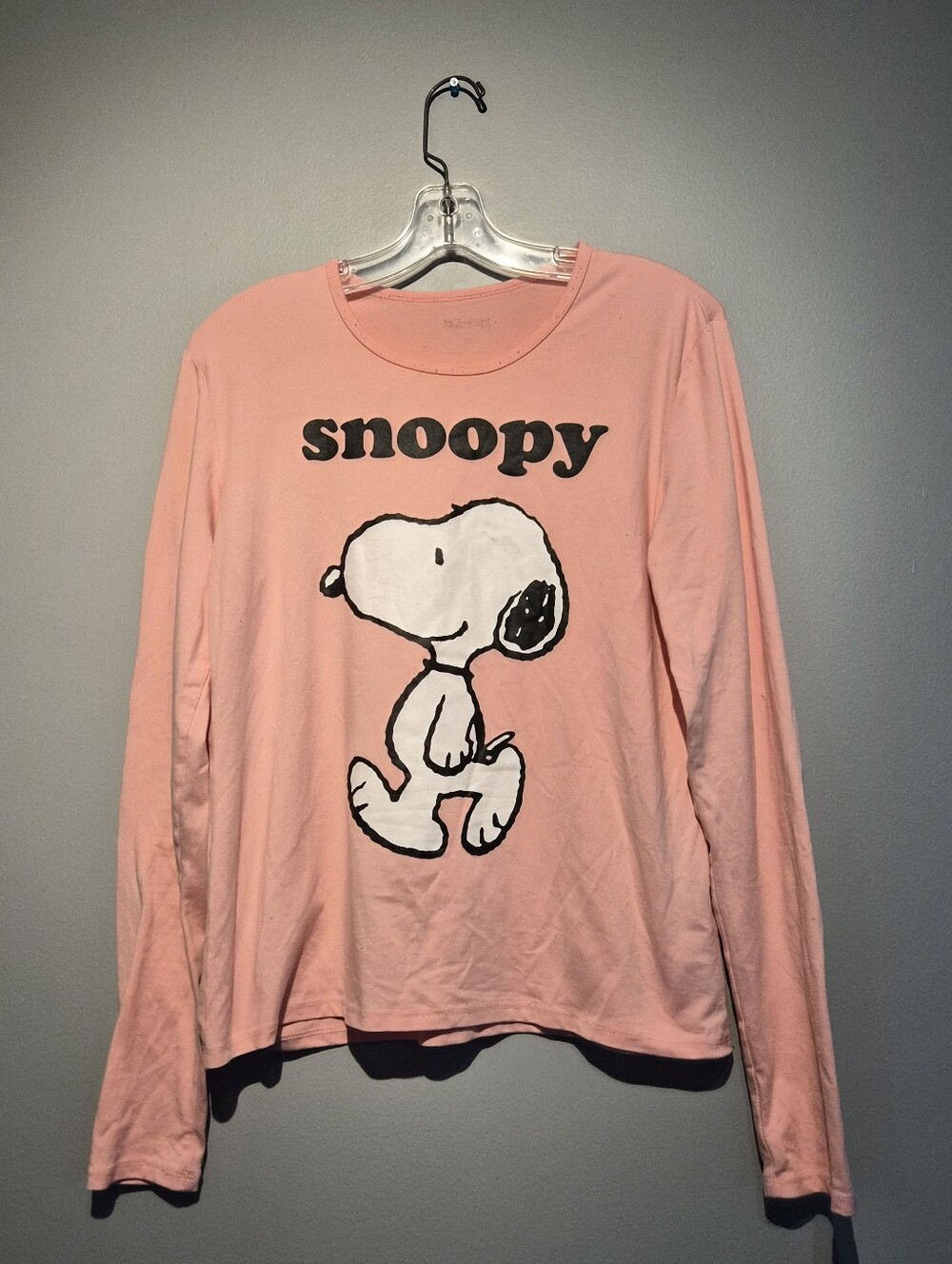 Peanuts Pink Snoopy Graphic Long Sleeve Shirt | Size Medium
